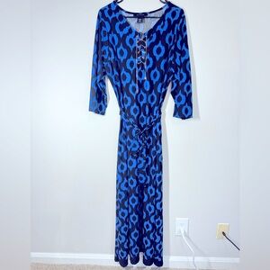 Ashley Stewart Blue and Black Long Sleeve Dress Size 18/20